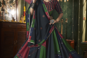 Multi Color Thread Mirror Embellished Maslin Cotton Lehenga Set