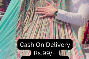 Sea Blue Chinon Heavy Alia Anarkali Gown With Beautiful Sequence Work Duppata