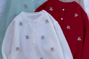 Clara round neck soft knit pearl button cardigan