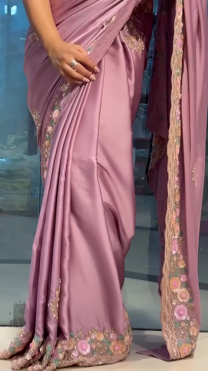 onion colour satin with heavy handwork - Image 2