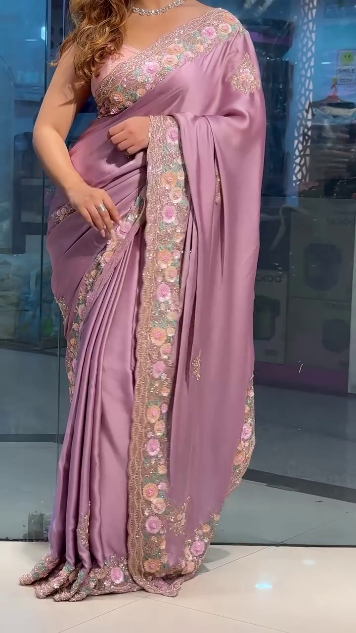 onion colour satin with heavy handwork - Image 4