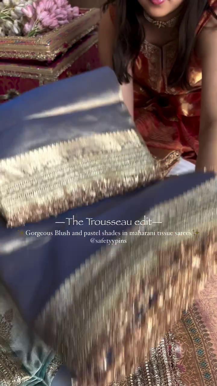 Heeramandi Edition Dyed Tissue Silk Saree with Lace Stitched Detailing - Image 2