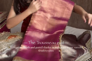 Heeramandi Edition Dyed Tissue Silk Saree with Lace Stitched Detailing