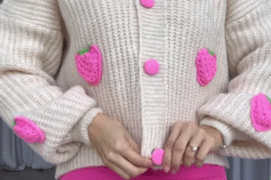 Verdusa Women’s Long Sleeve Printed Button-Front V-Neck Knit Sweater Cardigan