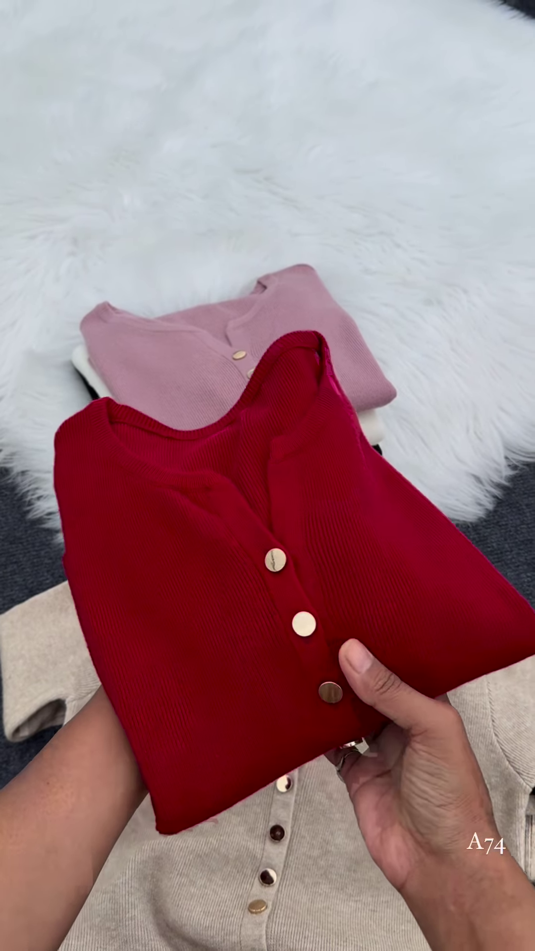 Women's Solid Round Neck Beige Sweater - Image 3