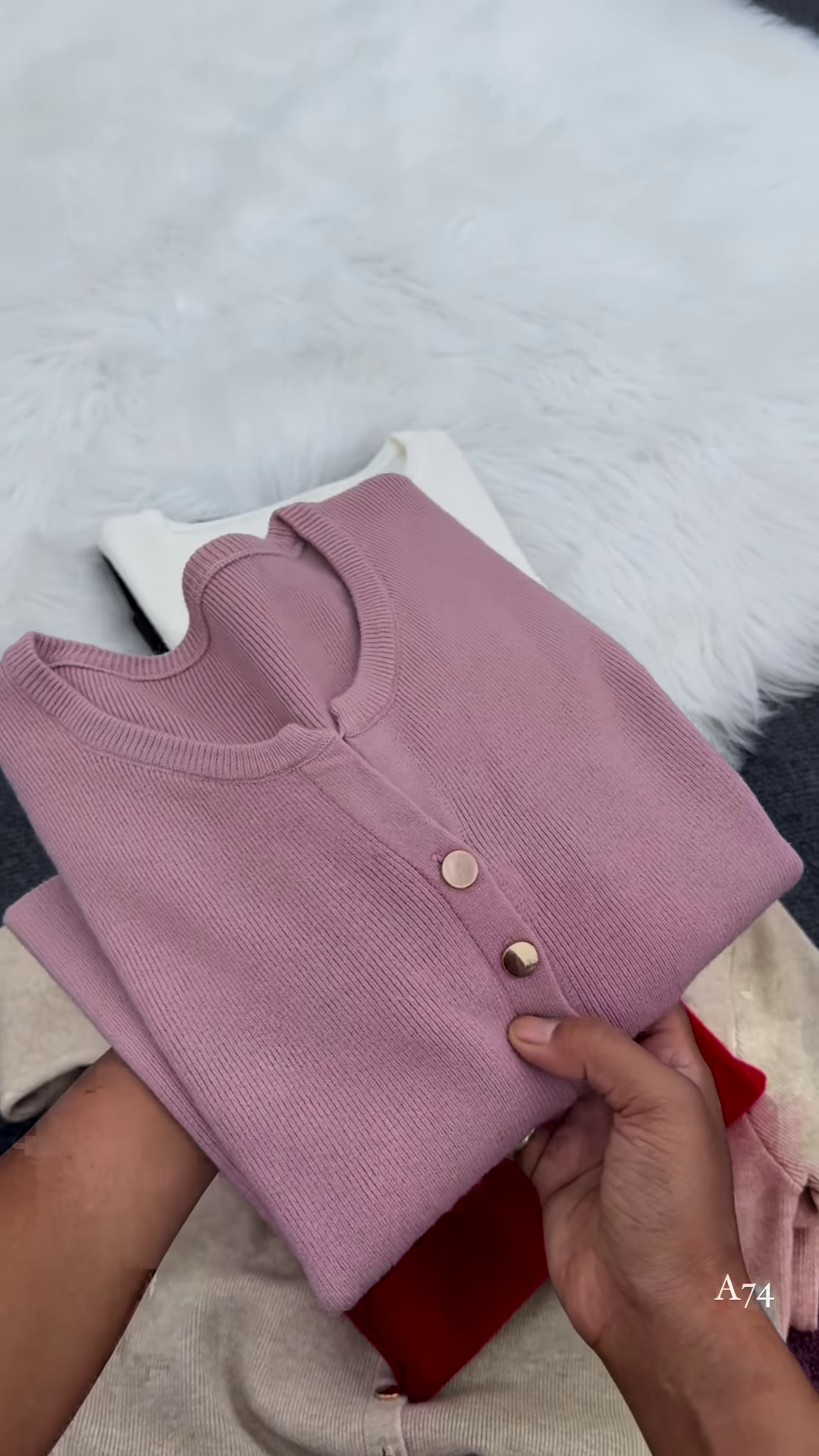 Women's Solid Round Neck Beige Sweater - Image 4