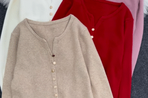 Women's Solid Round Neck Beige Sweater