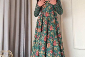 Elegant Green Floral Anarkali Dress – Timeless Ethnic Charm
