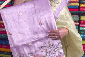 Elegant Embroidered Organza Saree – 4 Color Variants