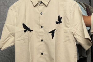 Casual Cotton Shirt – Unique Bird Embroidery
