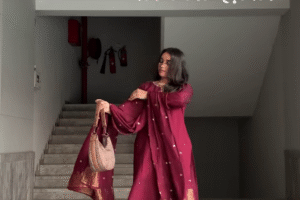 Elegant Maroon Embroidered Suit – Office & Festive Ready