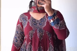 Elegant Maroon Printed Anarkali Set with Dupatta – Timeless Ethnic Grace