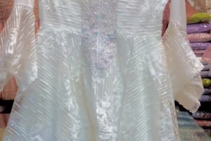 Elegant White Embroidered Organza Peplum Suit – A Blend of Grace & Glamour