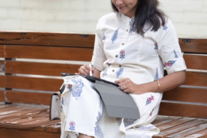 Elegant Off-White Floral Shirt Kurti Set – Timeless Grace & Comfort