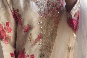 Ivory Floral Mirror-Embroidered Suit – A Timeless Grace
