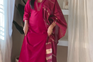 Elegant Magenta Kurta Salwar with Dupatta Set
