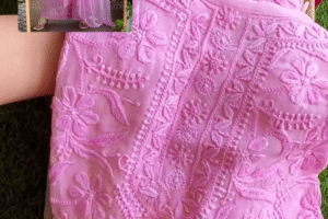 Lavender Pink Chikankari Embroidered Suit with Cape Dupatta