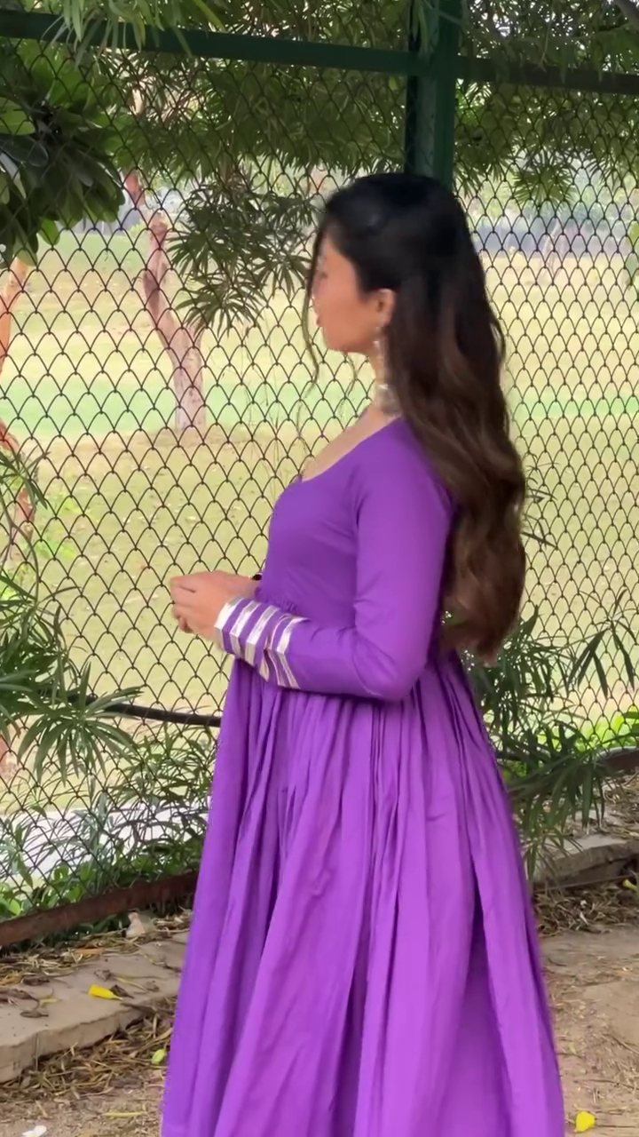 Royal Elegance – Graceful Purple Anarkali Set with Dupatta - Image 2