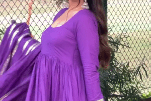 Royal Elegance – Graceful Purple Anarkali Set with Dupatta