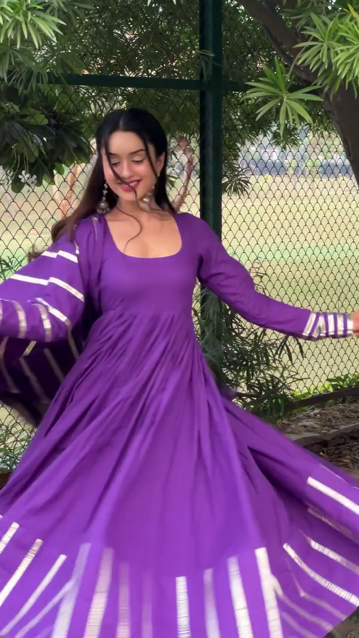 Royal Elegance – Graceful Purple Anarkali Set with Dupatta - Image 5