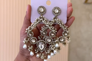 Elegant Kundan & Pearl Chandelier Earrings ✨
