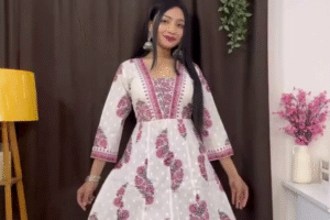 Elegant Floral-Embellished Long Anarkali Suit for Festive Occasions