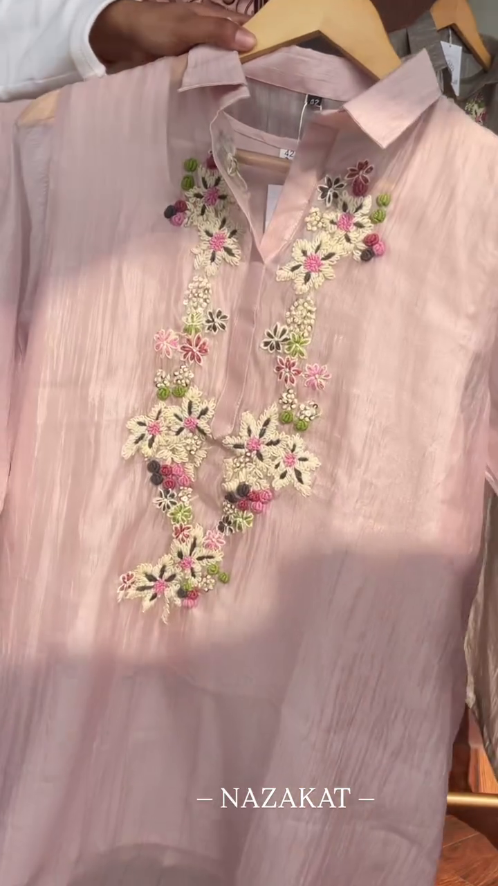 Luxe Crinkle Embroidered Tunic – Floral Cascade Edition - Image 4