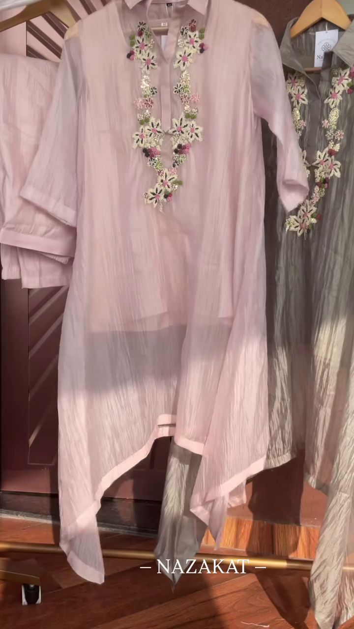 Luxe Crinkle Embroidered Tunic – Floral Cascade Edition