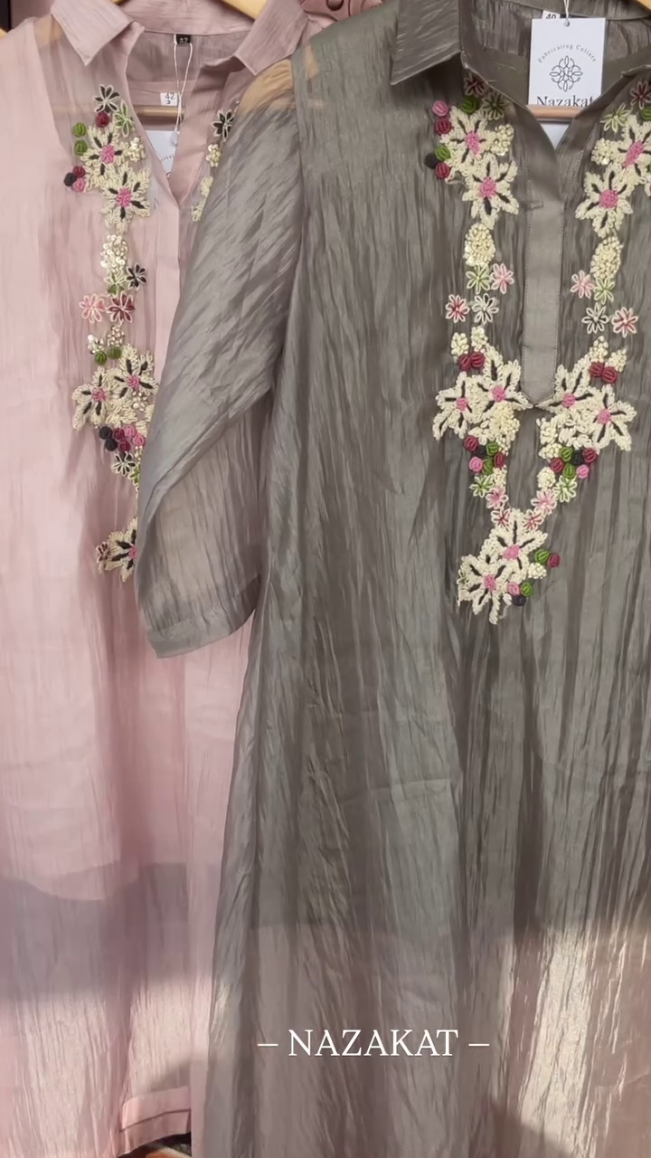 Luxe Crinkle Embroidered Tunic – Floral Cascade Edition - Image 3