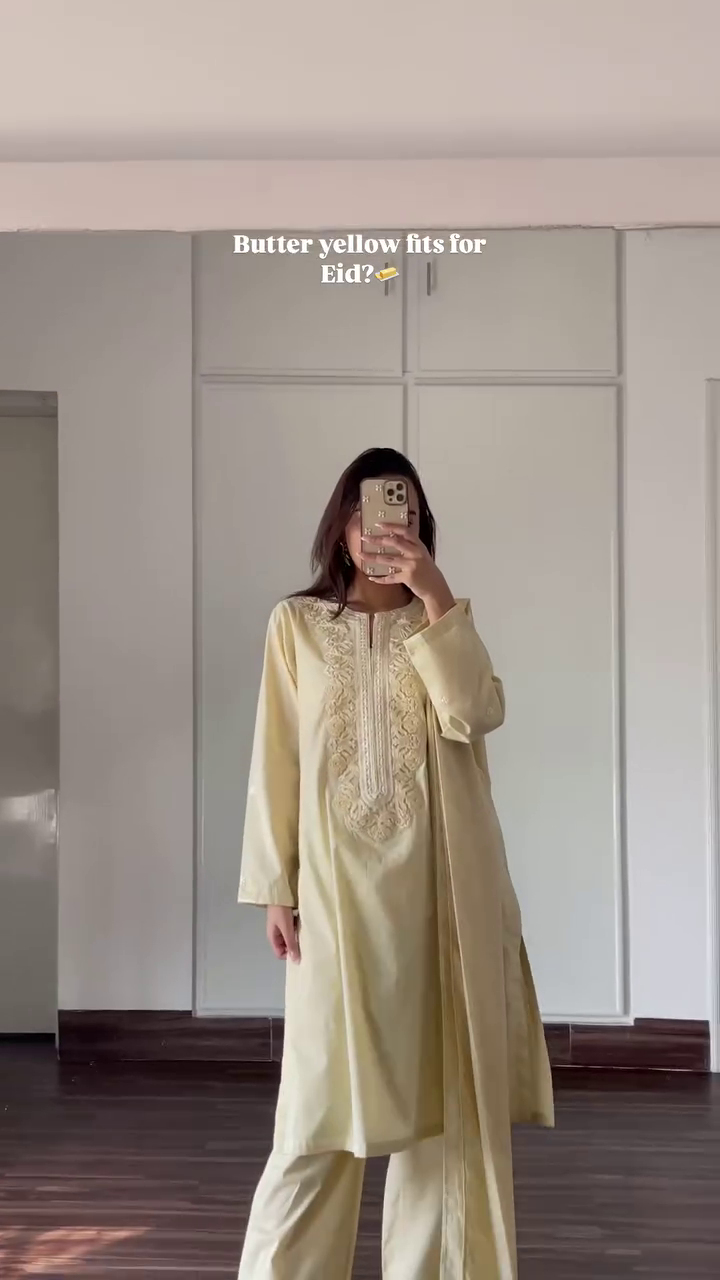 Ethereal Butter Yellow Eid Ensemble with Intricate Embroidery and Elegant Chiffon Dupatta - Image 4