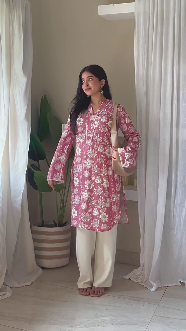 Premium Floral Breeze Co-Ord Set for Women – Soft Blue Oversized Kurta with White & Yellow Daisy Print and Cream Wide-Leg Cotton Pants – Lightweight Summer Wear for Casual Elegance - Image 2