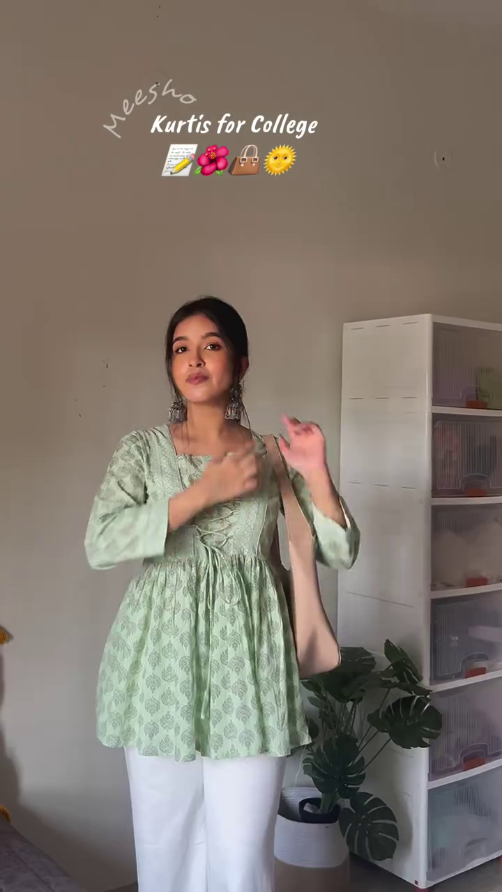 Bright Mustard Yellow Cotton Printed Short Kurti Top for College Girls – Lightweight Daily Wear with V-Neckline & 3/4th Sleeves - Image 2