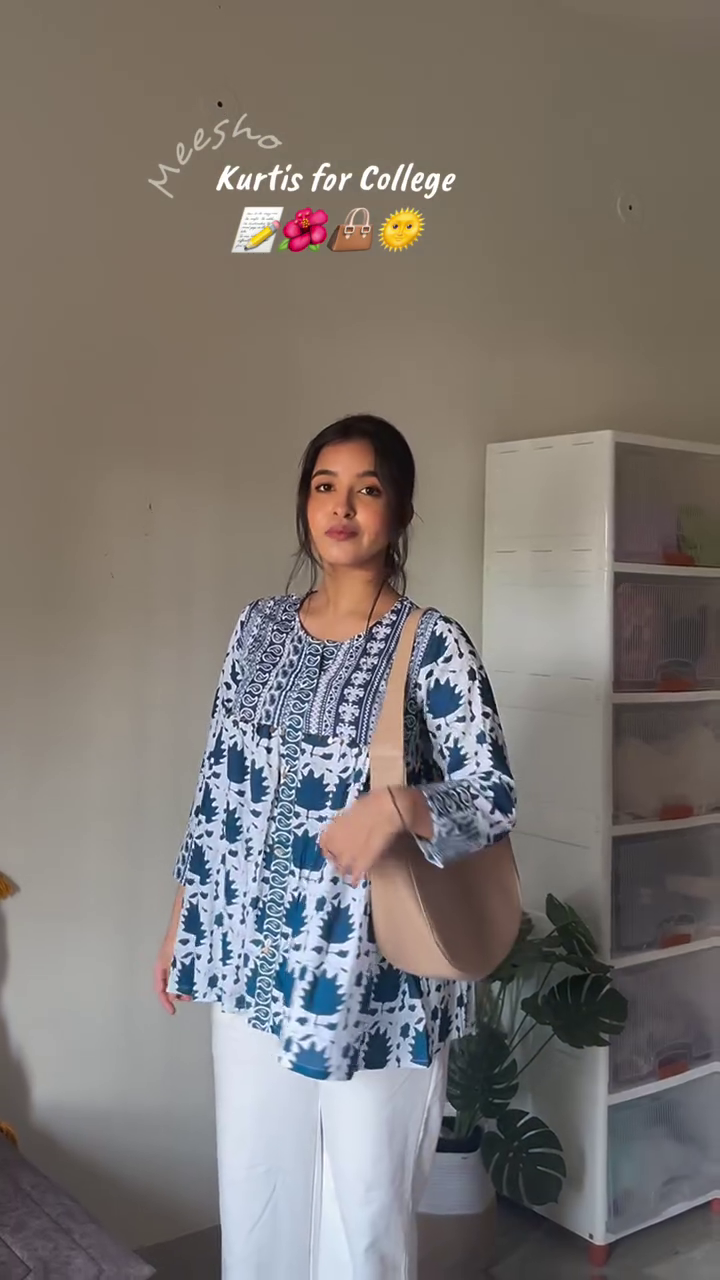 Bright Mustard Yellow Cotton Printed Short Kurti Top for College Girls – Lightweight Daily Wear with V-Neckline & 3/4th Sleeves - Image 4