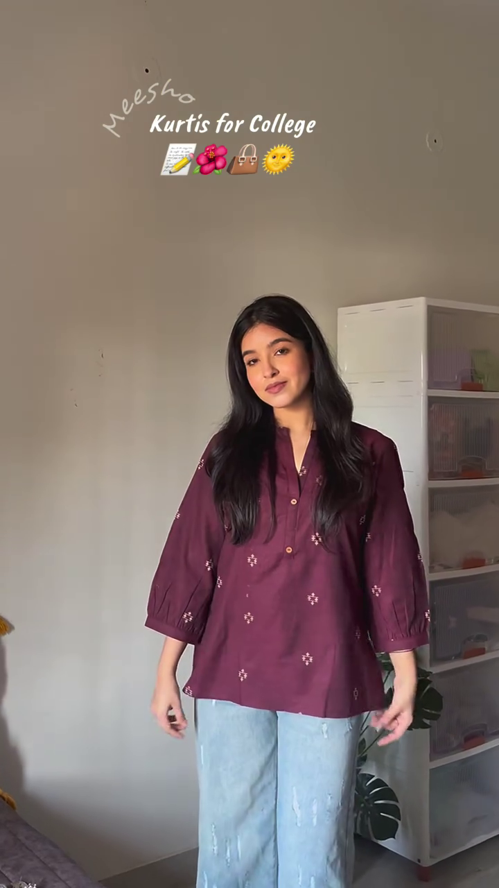 Bright Mustard Yellow Cotton Printed Short Kurti Top for College Girls – Lightweight Daily Wear with V-Neckline & 3/4th Sleeves - Image 5