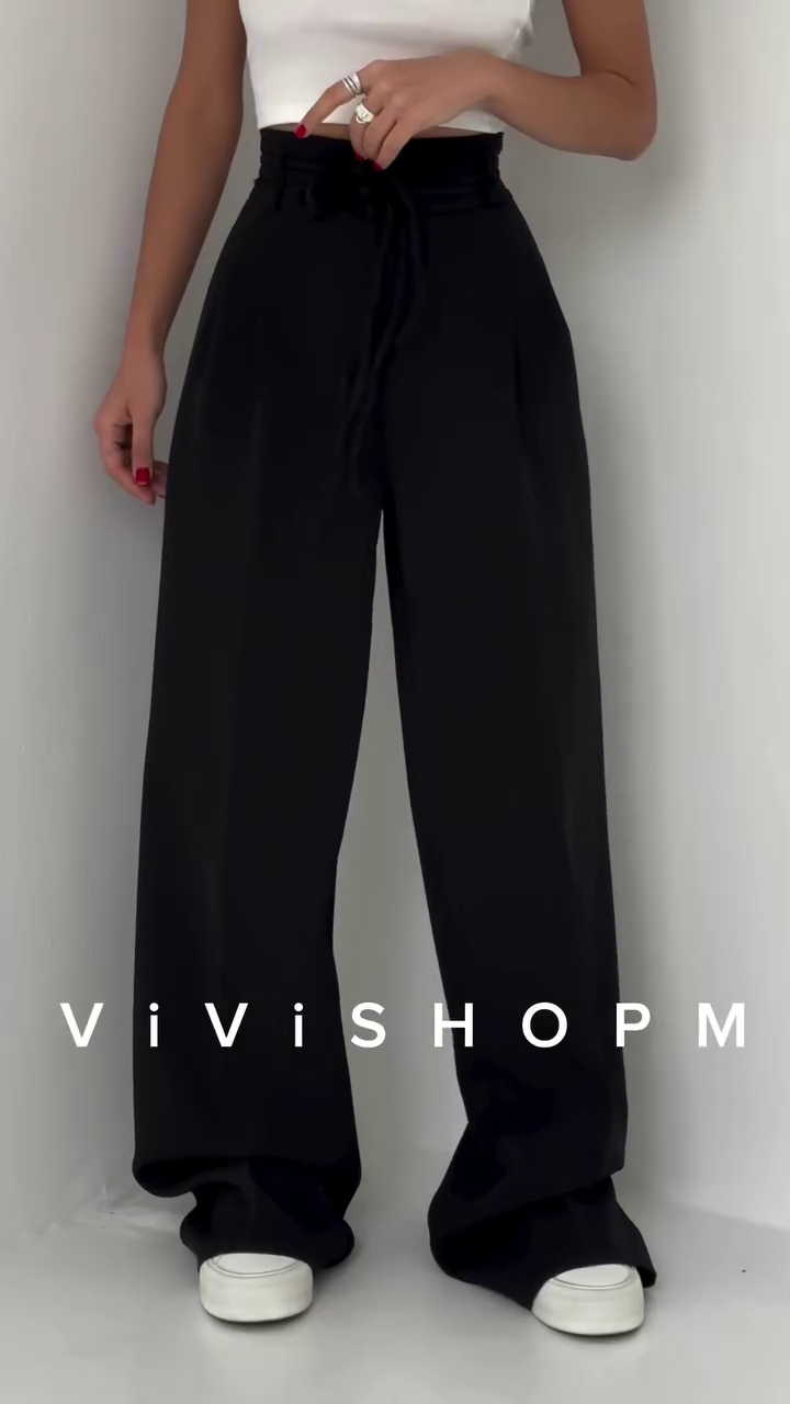 High-Waist Stone Beige Tailored Palazzo Pants with Waist-Cinch Belt Detailing – Elegant Pleated Wide-Leg Trousers for Modern Minimalist Fashion - Image 6