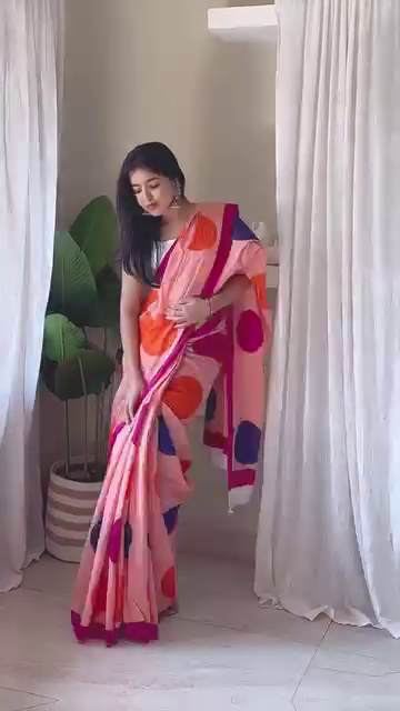 Vintage Mustard Yellow Cotton Saree with Bold Black Polka Dots, Contrast Border & Classic Striped Pallu – Handcrafted Ethnic Drape with Contemporary Twist” - Image 3