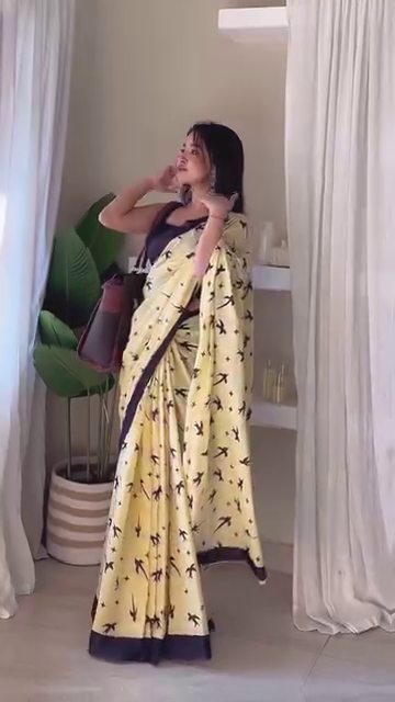 Vintage Mustard Yellow Cotton Saree with Bold Black Polka Dots, Contrast Border & Classic Striped Pallu – Handcrafted Ethnic Drape with Contemporary Twist” - Image 5