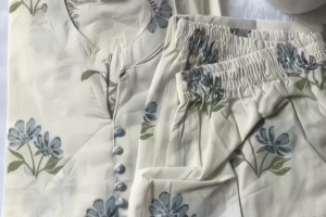 Premium Floral Print Rayon Kurta Set for Women with Stylish Front Buttons and Elastic Waist Bottom – Casual & Everyday Wear