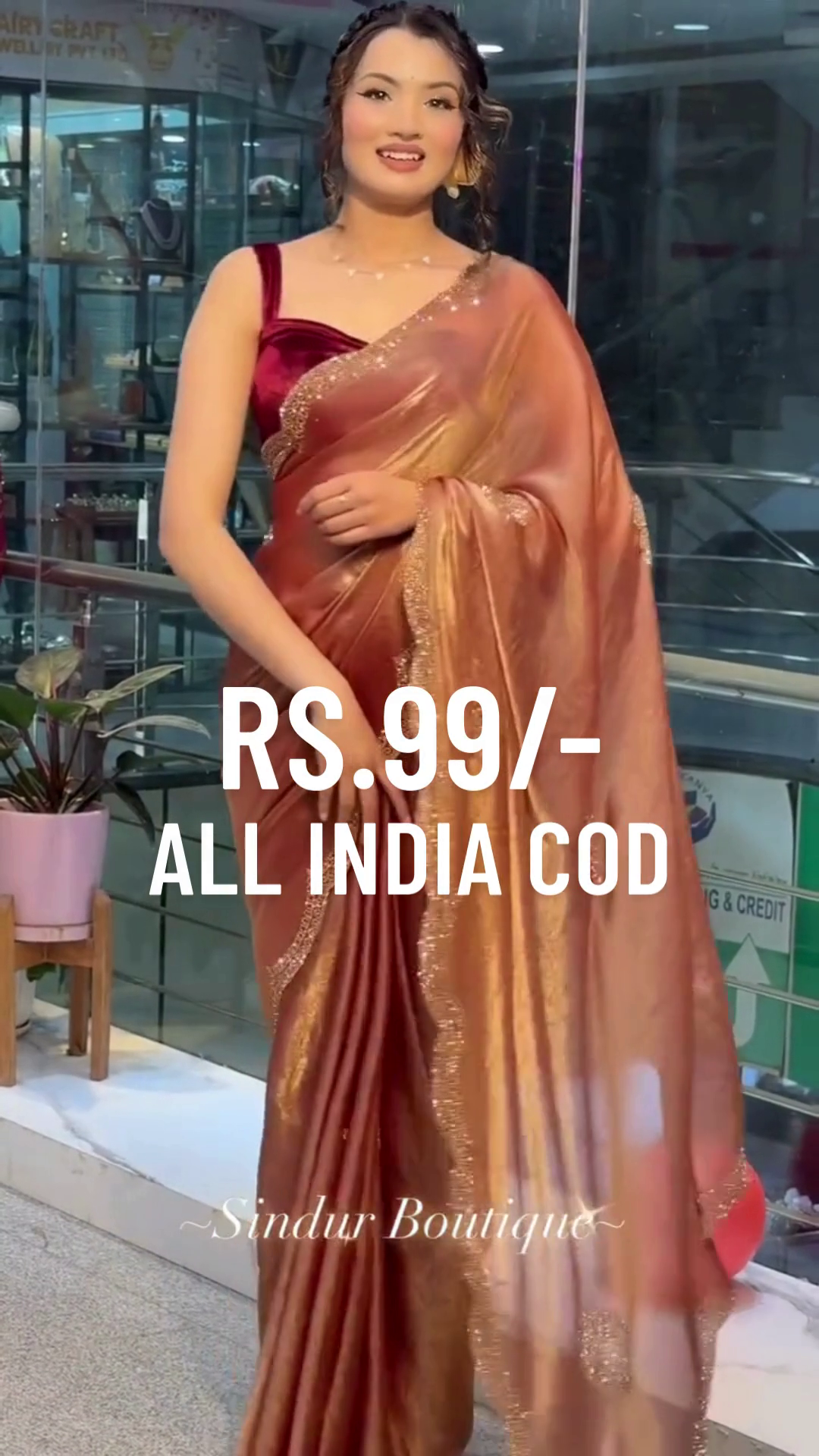 Designer Velvet Maroon Saree with Gold Embroidered Pallu – Elegant Party Wear Saree for Women | Sindur Boutique | Ready to Wear