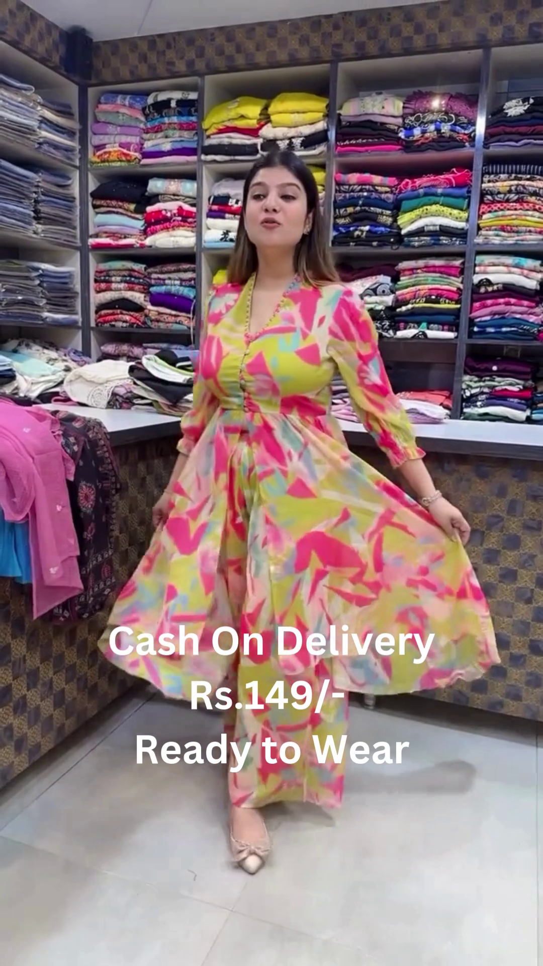 Geometric Multi-Color Printed Fit & Flare Dress - Image 3