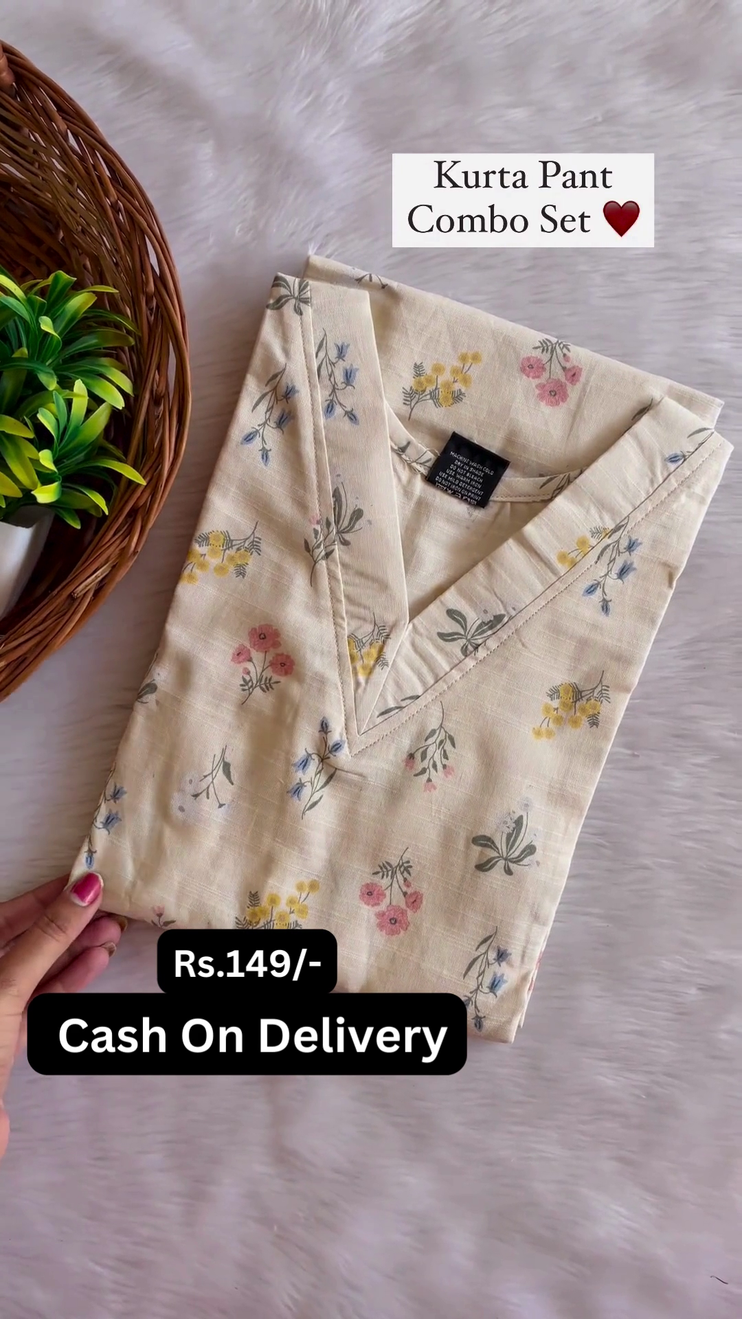 Floral Printed Soft Cotton Kurta and Pant Combo Set for Women – Elegant Daily Wear - Image 3