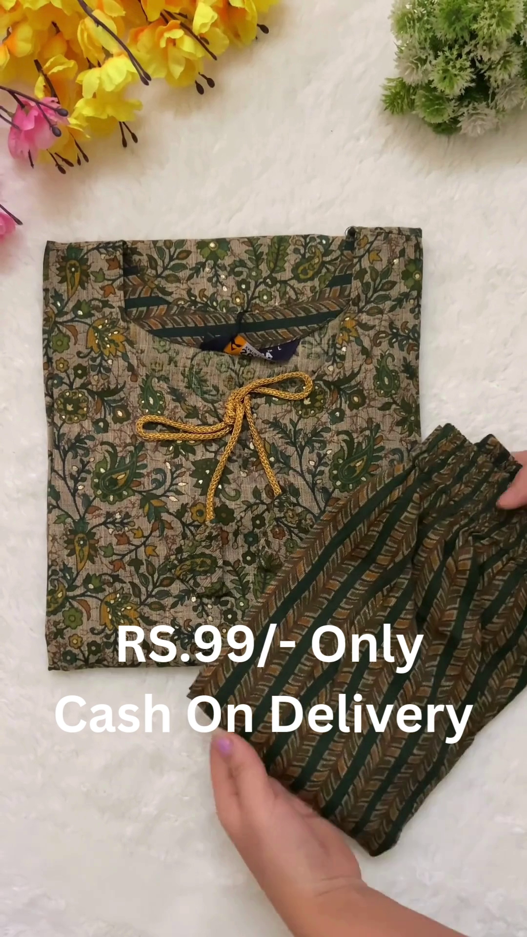 Traditional Ethnic Printed Kurti with Pant Set – Elegant Daily Wear for Women - Image 3