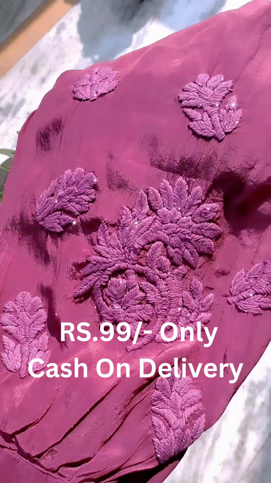 Wine Embroidered Organza Anarkali Gown Dress – Graceful & Affordable - Image 4