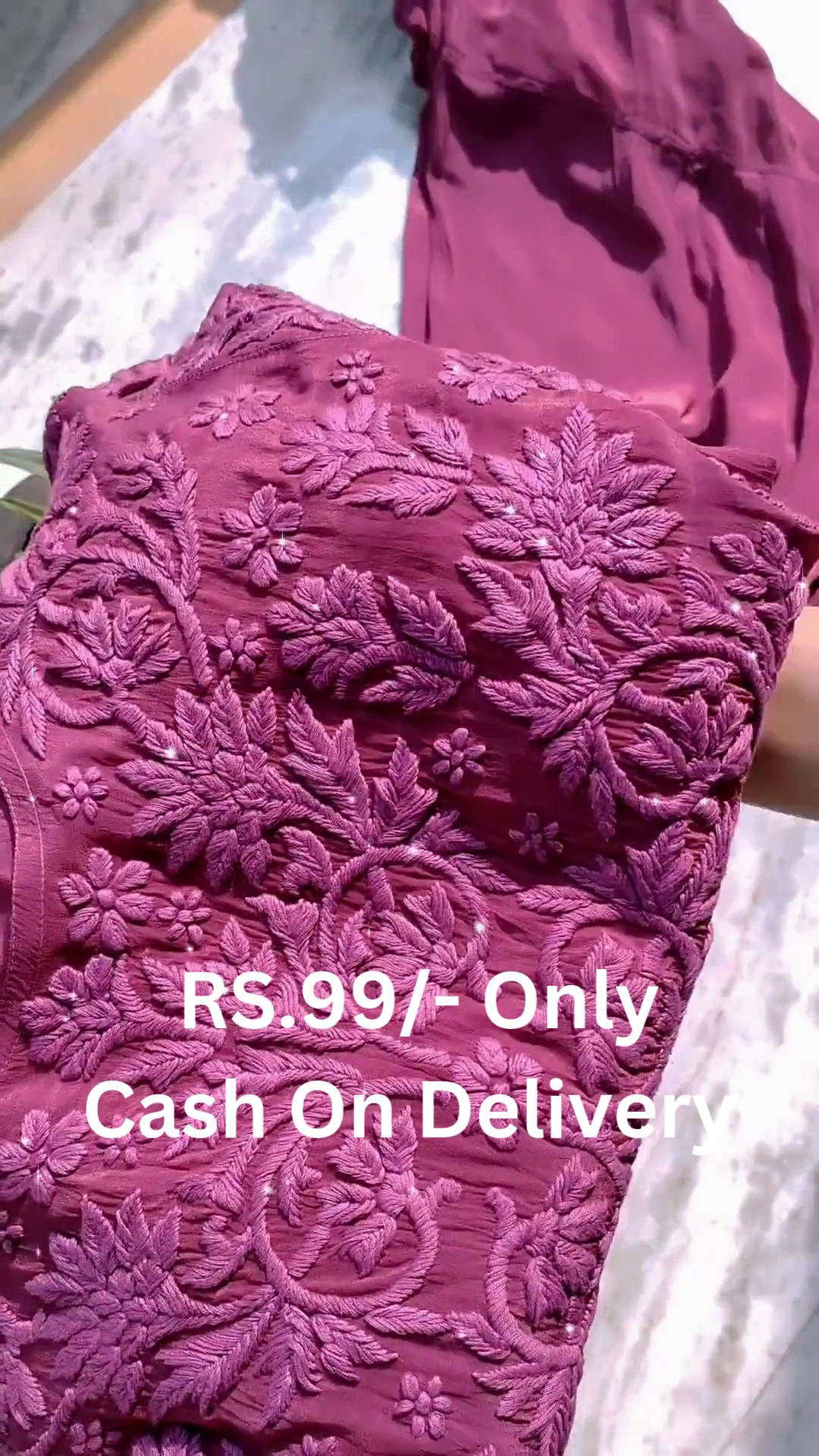 Wine Embroidered Organza Anarkali Gown Dress – Graceful & Affordable - Image 3