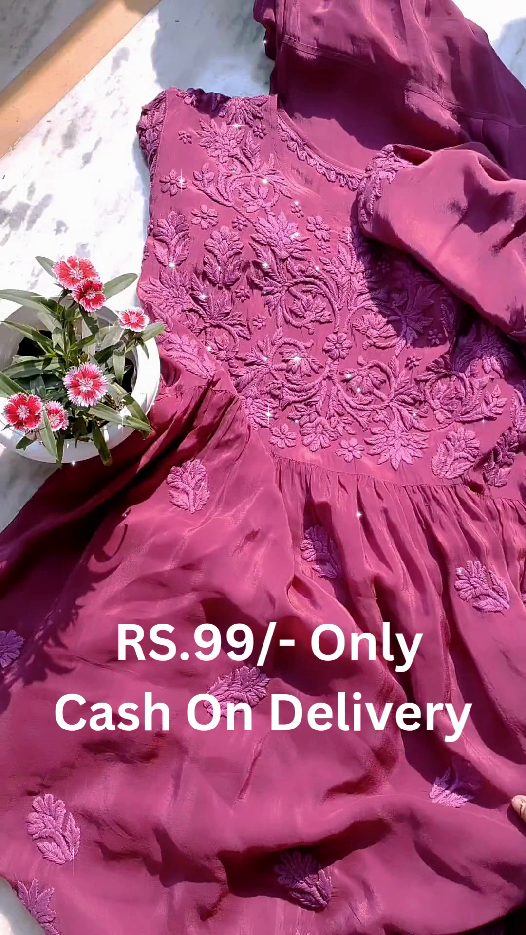 Wine Embroidered Organza Anarkali Gown Dress – Graceful & Affordable