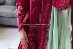 ✨ Elegant Maroon Embroidered Suit with Pastel Dupatta ✨