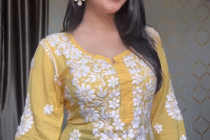 🌼 Sunshine Yellow Floral Embroidered Kurti – Elegant & Festive Wear 🌼