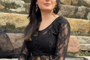 🖤 Elegant Black Lace Anarkali with Sheer Dupatta – Timeless Grace 🖤