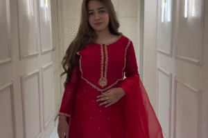 ❤️✨ Radiant Red Elegance | Golden Embroidered Kurta Set ✨👗