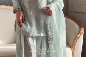 ✨ Ethereal Aqua: The Mint & Crystal Sharara Set ✨